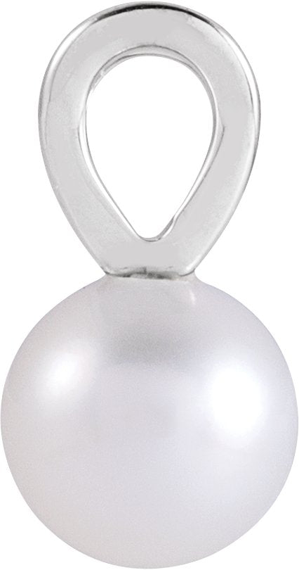 14K Gold Cultured White Akoya Pearl Pearl Pendant - White Gold - view 2