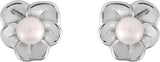 14K Gold Cultured Seed Pearl Pearl Earrings - White Gold - view 2