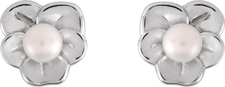 Platinum Cultured Seed Pearl Pearl Earrings - view 2