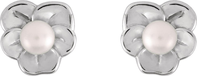 Platinum Cultured Seed Pearl Pearl Earrings - view 2