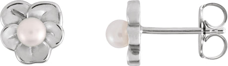14K Gold Cultured Seed Pearl Pearl Earrings - White Gold
