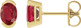 14K Gold Oval Lab-Grown Ruby Half-Bezel Solitaire Stud Earrings - Yellow Gold