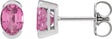 Platinum Oval Lab-Grown Pink Sapphire Half-Bezel Solitaire Stud Earrings