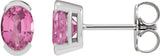 14K Gold Oval Lab-Grown Pink Sapphire Half-Bezel Solitaire Stud Earrings - White Gold