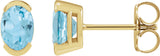 14K Gold Oval Natural Sky Blue Topaz Half-Bezel Solitaire Stud Earrings - Yellow Gold
