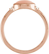 14K Gold Natural Pink Coral Bezel-Set Cabochon Ring – .03 CTW - Rose Gold - view 4