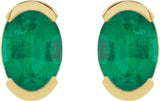 14K Gold Oval Lab-Grown Emerald Half-Bezel Solitaire Stud Earrings - Yellow Gold - view 2