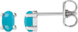 Platinum Natural Turquoise Oval 4-Prong Cabochon Earrings