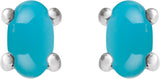 Platinum Natural Turquoise Oval 4-Prong Cabochon Earrings - view 2