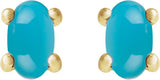14K Gold Natural Turquoise Oval 4-Prong Cabochon Earrings - Yellow Gold - view 2