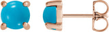 14K Gold Natural Turquoise Round 4-Prong Cabochon Earrings - Rose Gold