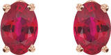 14K Gold Lab-Grown Ruby Oval 4-Prong Lightweight Stud Earrings - Rose Gold - view 5