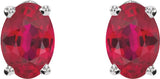 Platinum Lab-Grown Ruby Oval 4-Prong Lightweight Stud Earrings - view 5