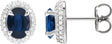 14K Gold Natural Blue Sapphire & Natural Diamond Oval 4-Claw Prong Pre-Notched Halo-Style Earrings - White Gold