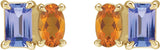 14K Gold Emerald Natural Tanzanite & Natural Citrine Two-Stone Stud Earrings - Yellow Gold - view 2