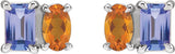 Platinum Emerald Natural Tanzanite & Natural Citrine Two-Stone Stud Earrings - view 2
