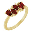 14K Gold Pear Natural Mozambique Garnet Five-Stone Ring - Yellow Gold