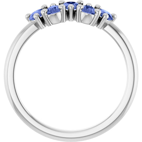 Platinum Pear Natural Tanzanite Five-Stone Ring - view 2