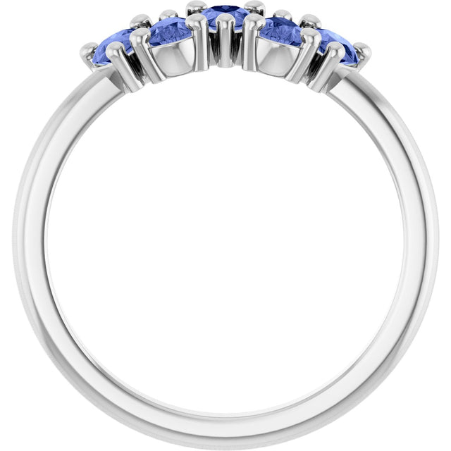 Platinum Pear Natural Tanzanite Five-Stone Ring - view 2