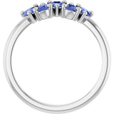 14K Gold Pear Natural Tanzanite Five-Stone Ring - White Gold - view 2