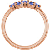 14K Gold Pear Natural Tanzanite Five-Stone Ring - Rose Gold - view 2