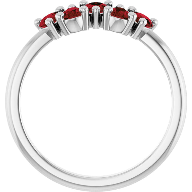 Platinum Pear Natural Mozambique Garnet Five-Stone Ring - view 2
