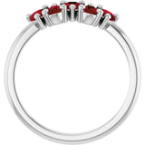 14K Gold Pear Natural Mozambique Garnet Five-Stone Ring - White Gold - view 2