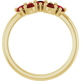 14K Gold Pear Natural Mozambique Garnet Five-Stone Ring - Yellow Gold - view 2