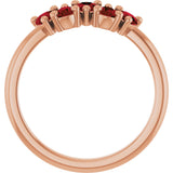 14K Gold Pear Natural Mozambique Garnet Five-Stone Ring - Rose Gold - view 2