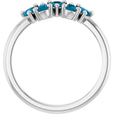 Platinum Pear Natural London Blue Topaz Five-Stone Ring - view 2