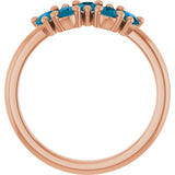 14K Gold Pear Natural London Blue Topaz Five-Stone Ring - Rose Gold - view 2