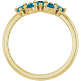 14K Gold Pear Natural London Blue Topaz Five-Stone Ring - Yellow Gold - view 2