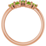 14K Gold Pear Natural Peridot Five-Stone Ring - Rose Gold - view 2