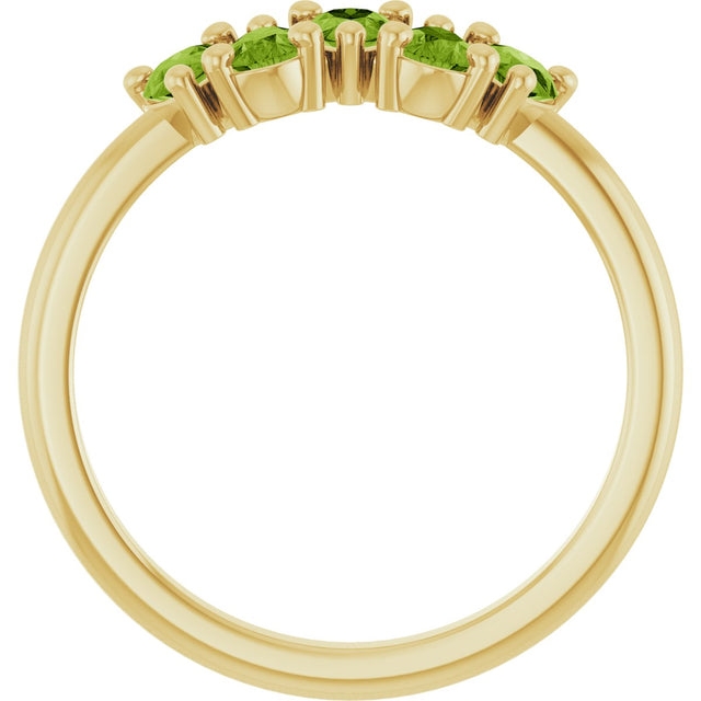 14K Gold Pear Natural Peridot Five-Stone Ring - Yellow Gold - view 2