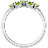 Platinum Pear Natural Peridot Five-Stone Ring - view 2
