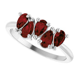 Platinum Pear Natural Mozambique Garnet Five-Stone Ring - view 5