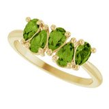 14K Gold Pear Natural Peridot Five-Stone Ring - Yellow Gold - view 5