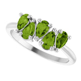 Platinum Pear Natural Peridot Five-Stone Ring - view 5