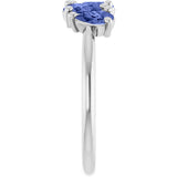 14K Gold Pear Natural Tanzanite Five-Stone Ring - White Gold - view 4