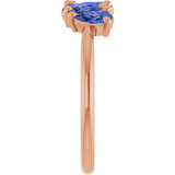 14K Gold Pear Natural Tanzanite Five-Stone Ring - Rose Gold - view 4