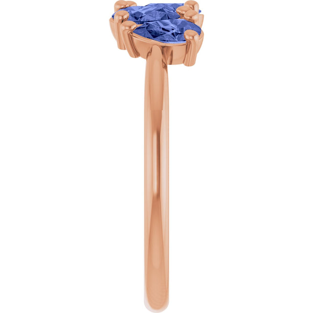 14K Gold Pear Natural Tanzanite Five-Stone Ring - Rose Gold - view 4