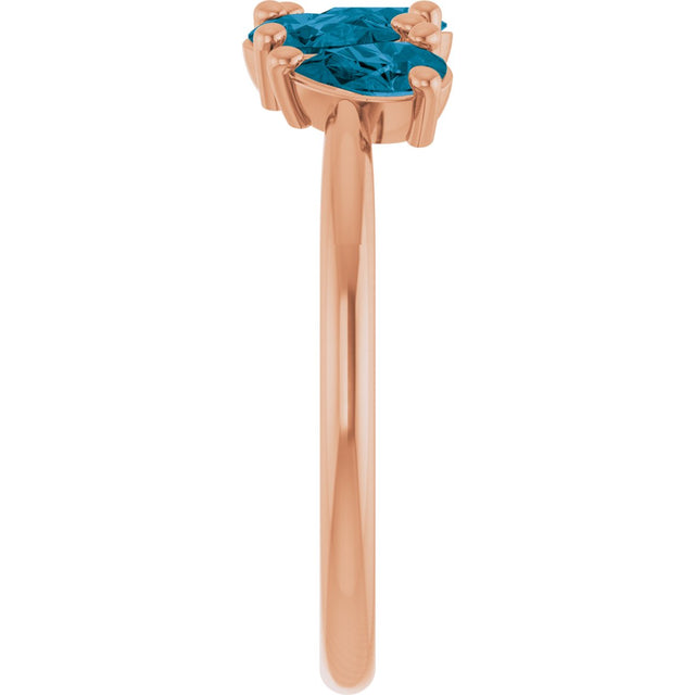 14K Gold Pear Natural London Blue Topaz Five-Stone Ring - Rose Gold - view 4