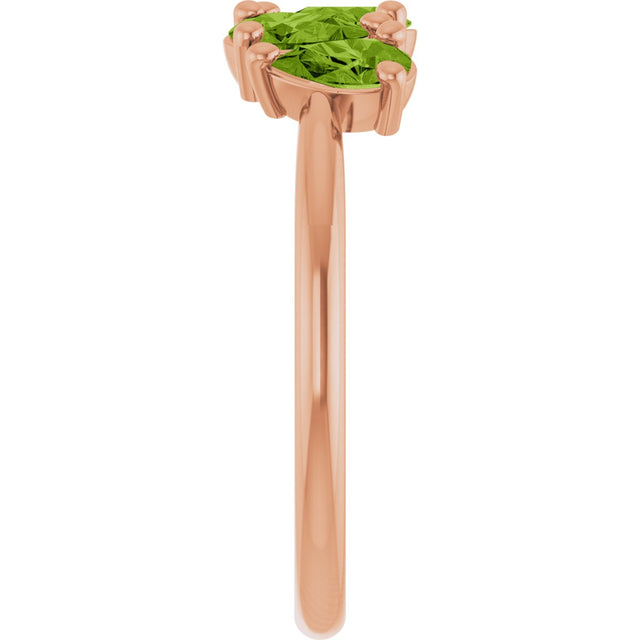 14K Gold Pear Natural Peridot Five-Stone Ring - Rose Gold - view 4