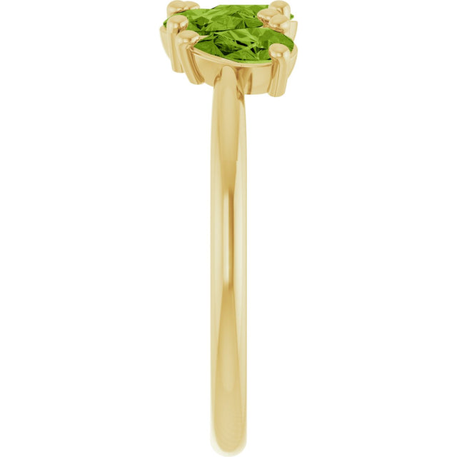 14K Gold Pear Natural Peridot Five-Stone Ring - Yellow Gold - view 4