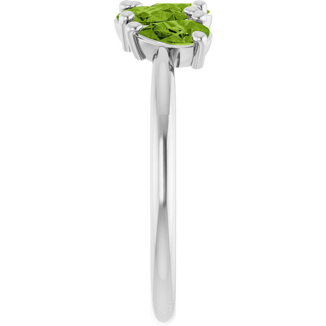 14K Gold Pear Natural Peridot Five-Stone Ring - White Gold - view 4