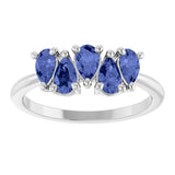 Platinum Pear Natural Tanzanite Five-Stone Ring - view 3