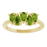 14K Gold Pear Natural Peridot Five-Stone Ring - Yellow Gold - view 3