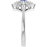 Platinum Oval Natural Tanzanite & Lab-Grown Diamond Halo-Style Ring - view 4