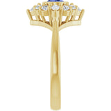 14K Gold Oval Natural Tanzanite & Lab-Grown Diamond Halo-Style Ring - Yellow Gold - view 4