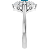 Platinum Oval Natural London Blue Topaz & Lab-Grown Diamond Halo-Style Ring - view 4